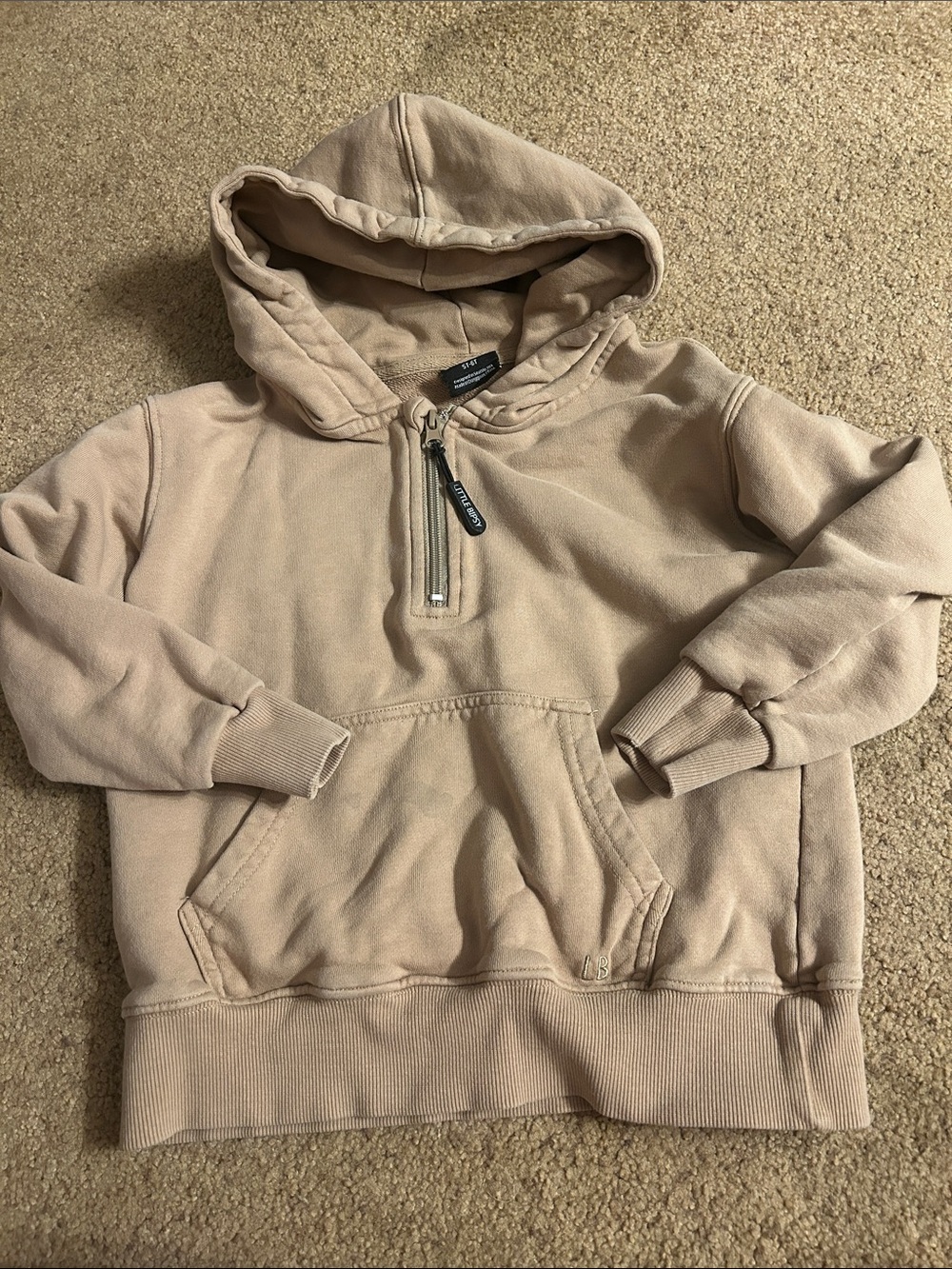 Little Bipsy Boys Half-Zip Hoodie - Beige